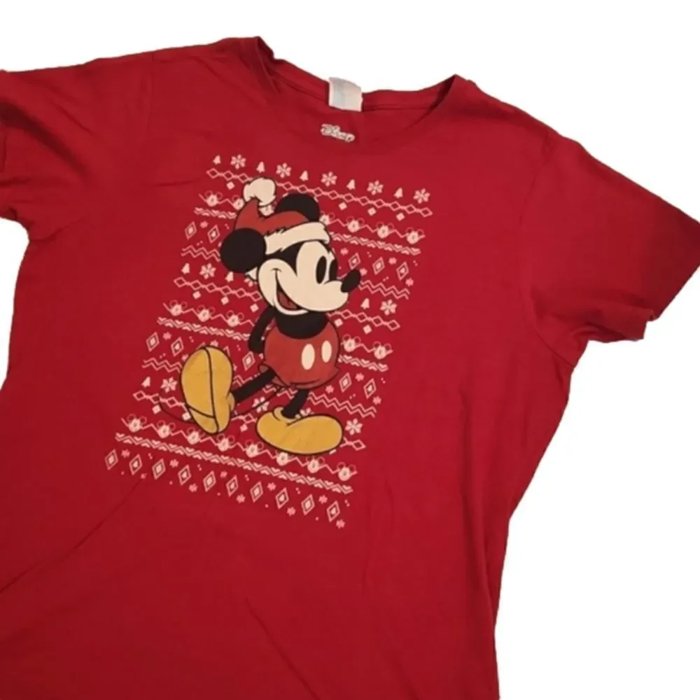 Mens Mickey Mouse Red Christmas Tee By Disney Size XL. - Picture 13 of 13